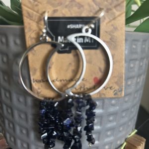Silver Moons with Sparkle Blue bead drops