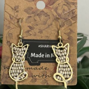 Cream Cats gold tone drop
